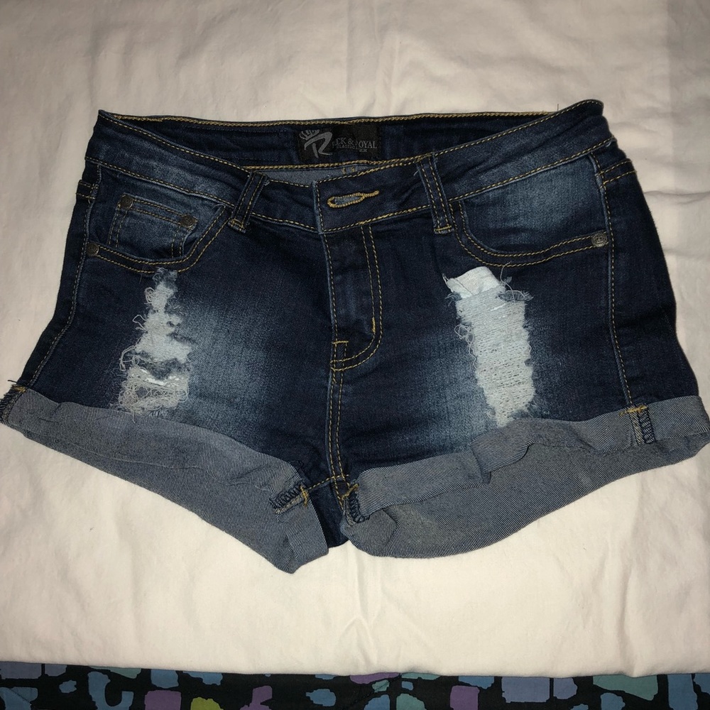 Ripped jean shorts